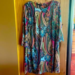 Tommy Hilfiger‎ multi-color paisley bell-sleeve dress sz xl